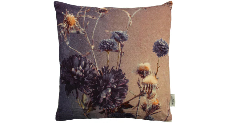 Kussen Bloemen Fluweel Bruin