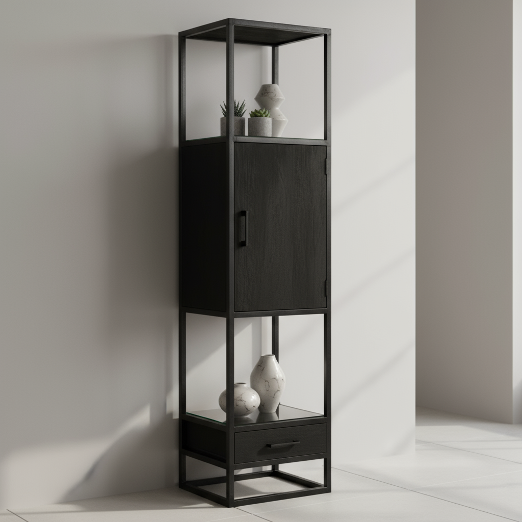 Dex boekenkast 1 deur zwart